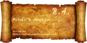 Mihók Anetta névjegykártya